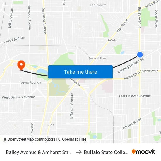 Bailey Avenue & Amherst Street to Buffalo State College map