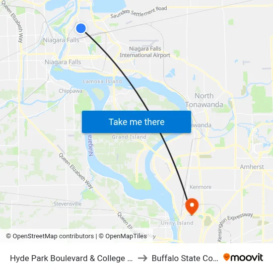 Hyde Park Boulevard & College Avenue to Buffalo State College map