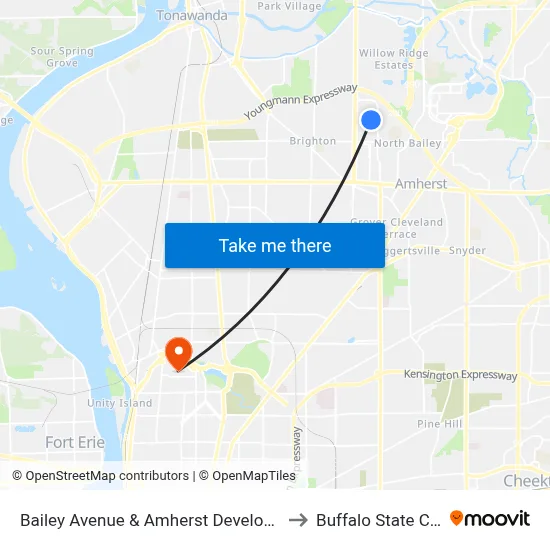 Bailey Avenue & Amherst Development Park to Buffalo State College map