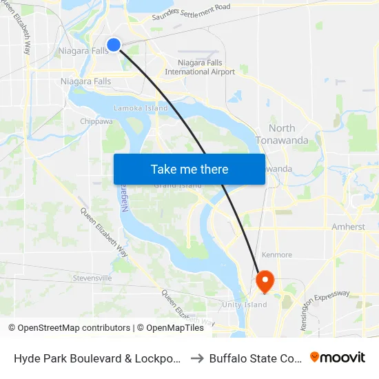 Hyde Park Boulevard & Lockport Road to Buffalo State College map