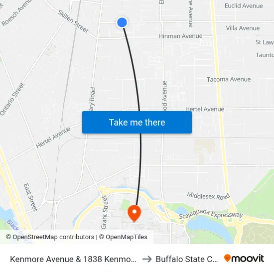 Kenmore Avenue & 1838 Kenmore Avenue to Buffalo State College map