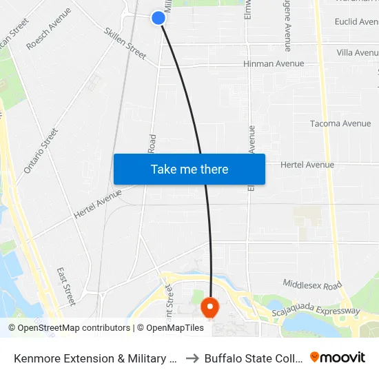 Kenmore Extension & Military Road to Buffalo State College map