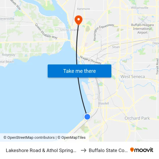 Lakeshore Road & Athol Springs Transit to Buffalo State College map