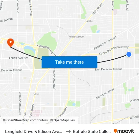Langfield Drive & Edison Avenue to Buffalo State College map