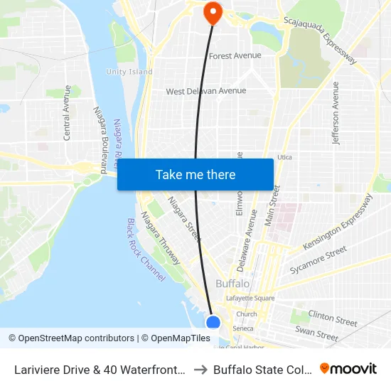 Lariviere Drive & 40 Waterfront Villas to Buffalo State College map