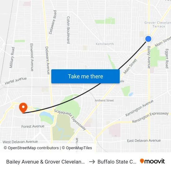 Bailey Avenue & Grover Cleveland Highway to Buffalo State College map