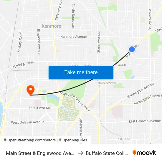 Main Street & Englewood Avenue to Buffalo State College map