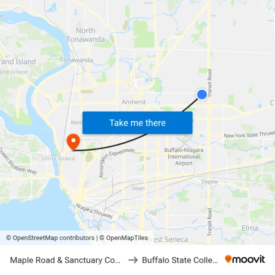 Maple Road & Sanctuary Court to Buffalo State College map