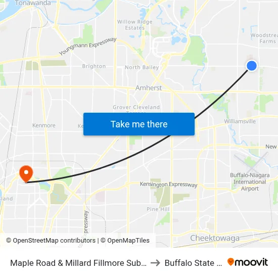Maple Road & Millard Fillmore Suburban Hospital to Buffalo State College map