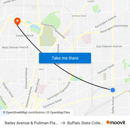 Bailey Avenue & Pullman Place to Buffalo State College map