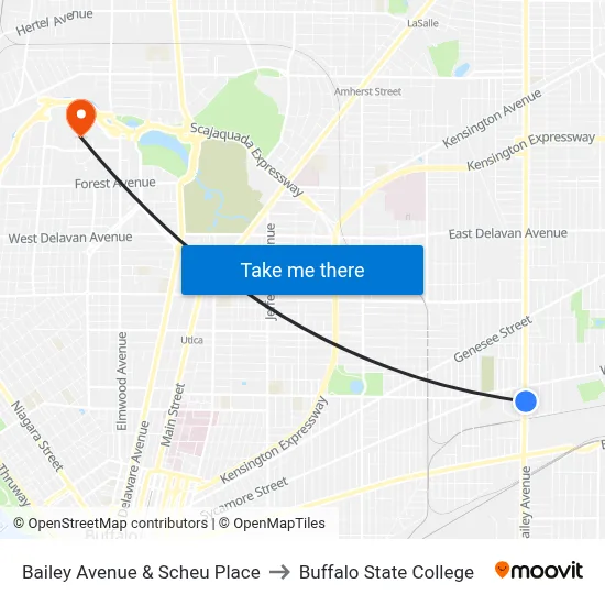 Bailey Avenue & Scheu Place to Buffalo State College map