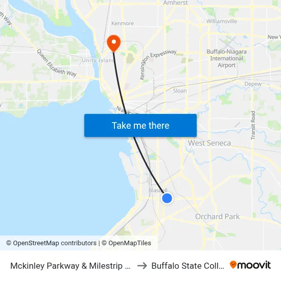 Mckinley Parkway & Milestrip Road to Buffalo State College map