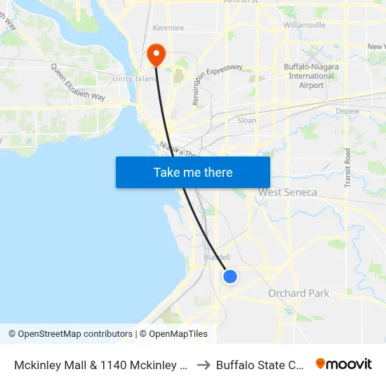 Mckinley Mall & 1140 Mckinley Parkway to Buffalo State College map