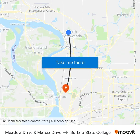 Meadow Drive & Marcia Drive to Buffalo State College map