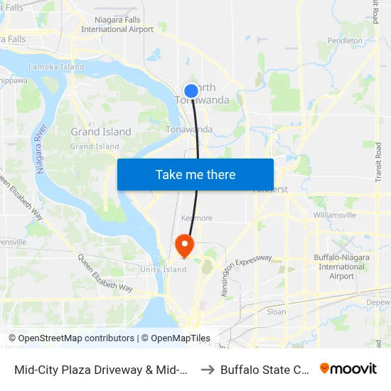 Mid-City Plaza Driveway & Mid-City Plaza to Buffalo State College map
