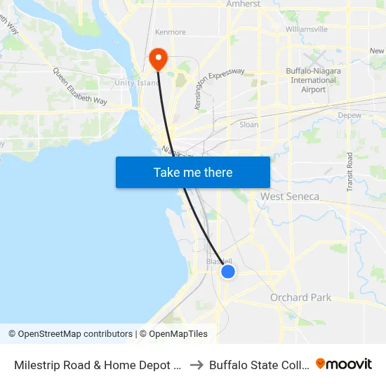 Milestrip Road & Home Depot Plaza to Buffalo State College map