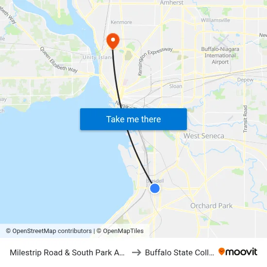Milestrip Road & South Park Avenue to Buffalo State College map