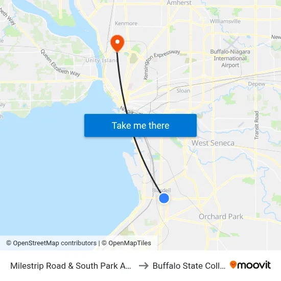 Milestrip Road & South Park Avenue to Buffalo State College map