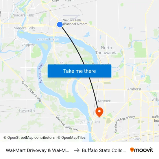 Wal-Mart Driveway & Wal-Mart to Buffalo State College map
