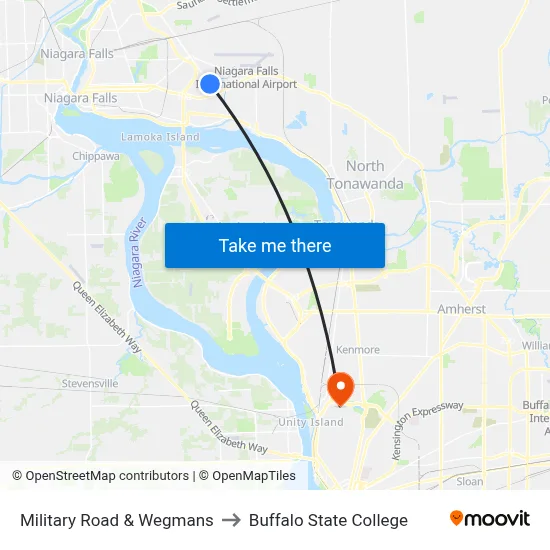 Military Road & Wegmans to Buffalo State College map