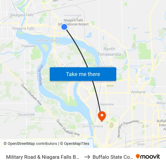 Military Road & Niagara Falls Boulevard to Buffalo State College map