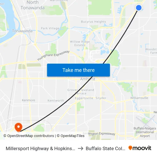 Millersport Highway & Hopkins Road to Buffalo State College map