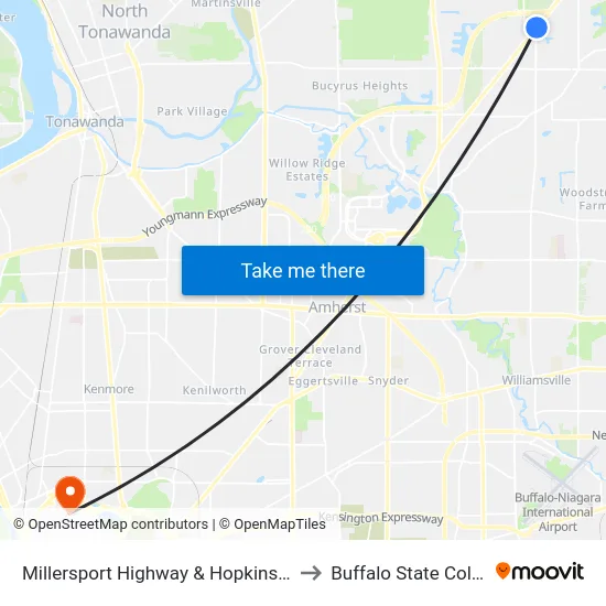 Millersport Highway & Hopkins Road to Buffalo State College map