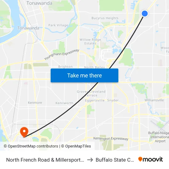 North French Road & Millersport Highway to Buffalo State College map