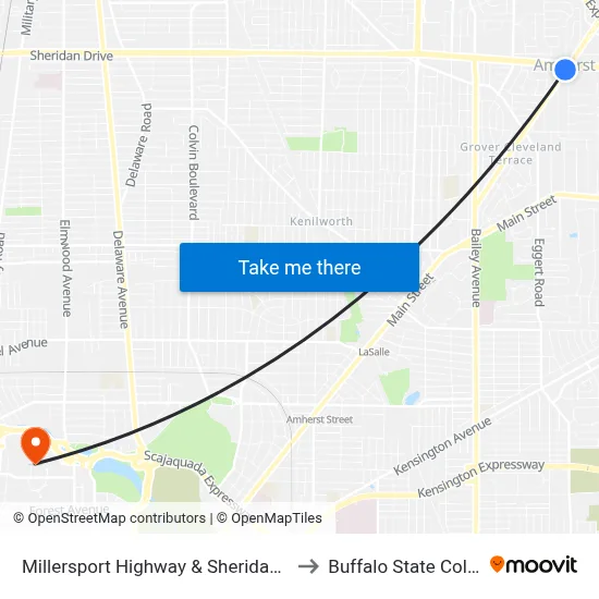 Millersport Highway & Sheridan Drive to Buffalo State College map