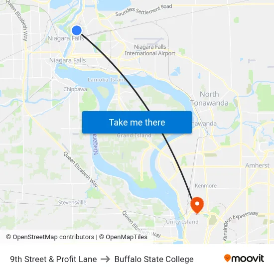 9th Street & Profit Lane to Buffalo State College map