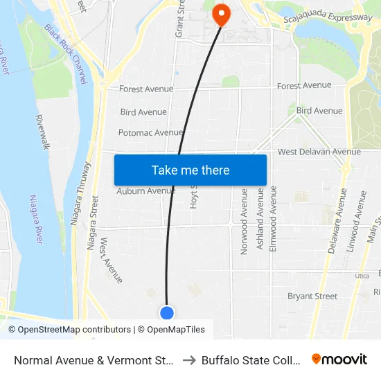 Normal Avenue & Vermont Street to Buffalo State College map