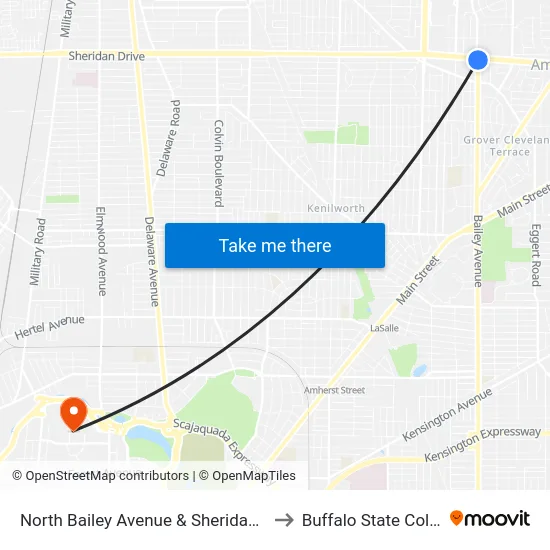 North Bailey Avenue & Sheridan Drive to Buffalo State College map