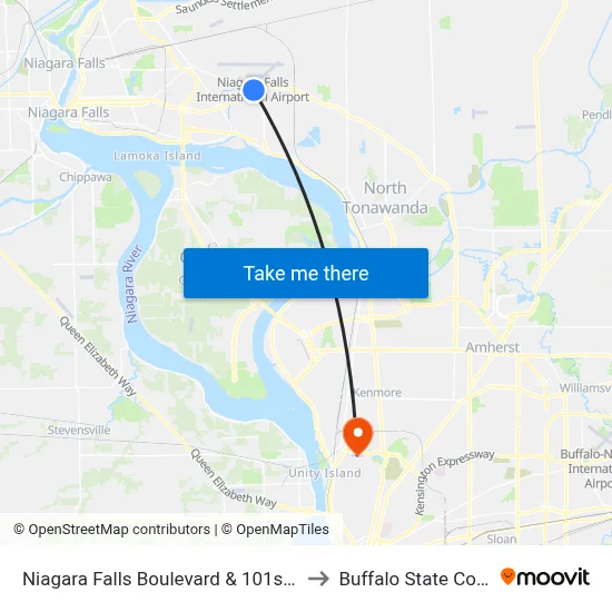 Niagara Falls Boulevard & 101st Street to Buffalo State College map