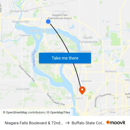 Niagara Falls Boulevard & 72nd Street to Buffalo State College map