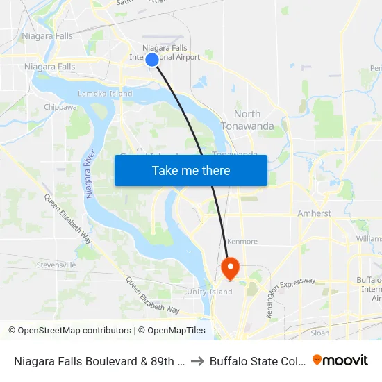 Niagara Falls Boulevard & 89th Street to Buffalo State College map