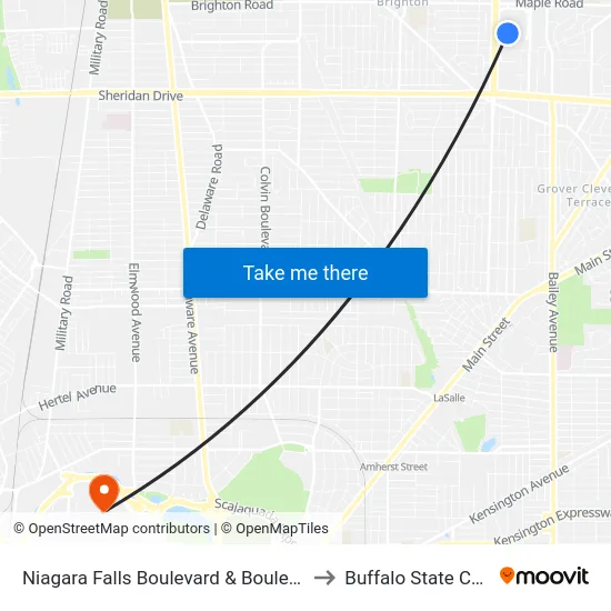 Niagara Falls Boulevard & Boulevard Mall to Buffalo State College map