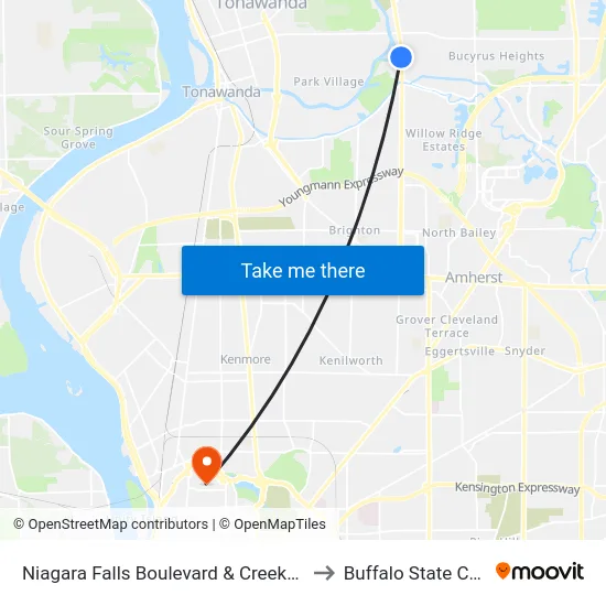 Niagara Falls Boulevard & Creekside Drive to Buffalo State College map
