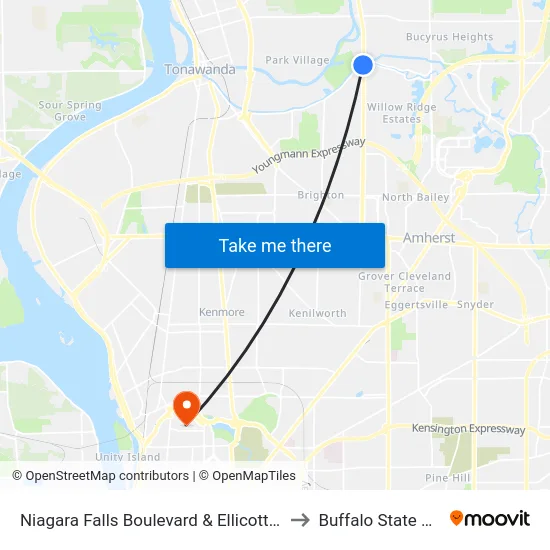 Niagara Falls Boulevard & Ellicott Creek Road to Buffalo State College map
