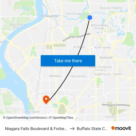 Niagara Falls Boulevard & Forbes Avenue to Buffalo State College map