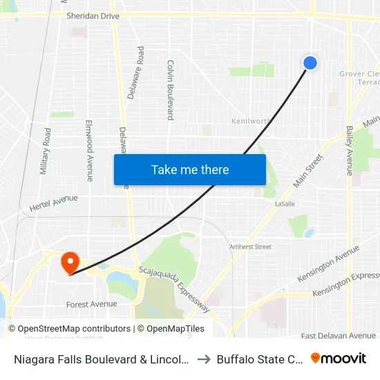 Niagara Falls Boulevard & Lincoln Parkway to Buffalo State College map