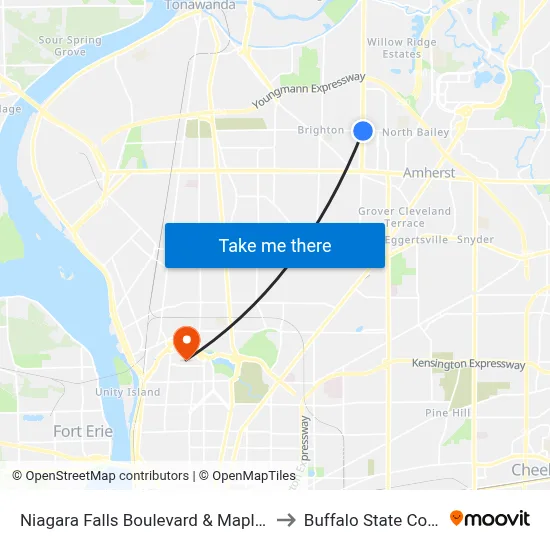 Niagara Falls Boulevard & Maple Road to Buffalo State College map