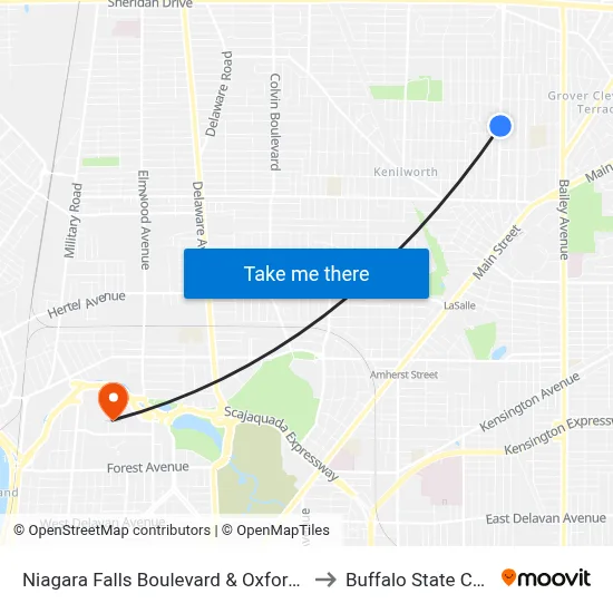 Niagara Falls Boulevard & Oxford Avenue to Buffalo State College map