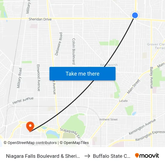 Niagara Falls Boulevard & Sheridan Drive to Buffalo State College map