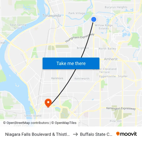 Niagara Falls Boulevard & Thistle Avenue to Buffalo State College map