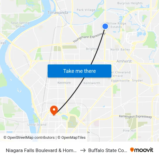 Niagara Falls Boulevard & Home Depot to Buffalo State College map