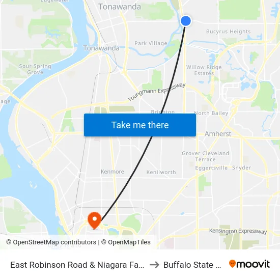 East Robinson Road & Niagara Falls Boulevard to Buffalo State College map