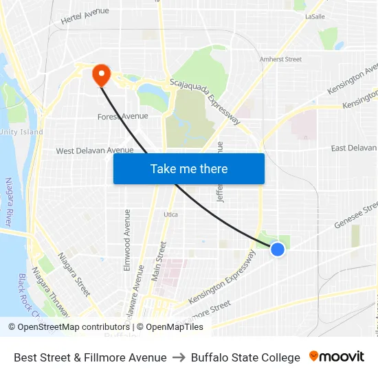 Best Street & Fillmore Avenue to Buffalo State College map