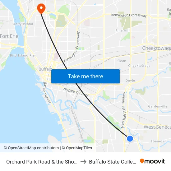 Orchard Park Road & the Shops to Buffalo State College map