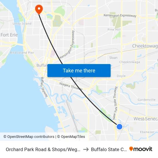 Orchard Park Road & Shops/Wegmans Drive to Buffalo State College map