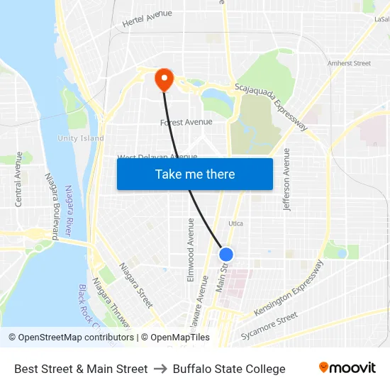 Best Street & Main Street to Buffalo State College map